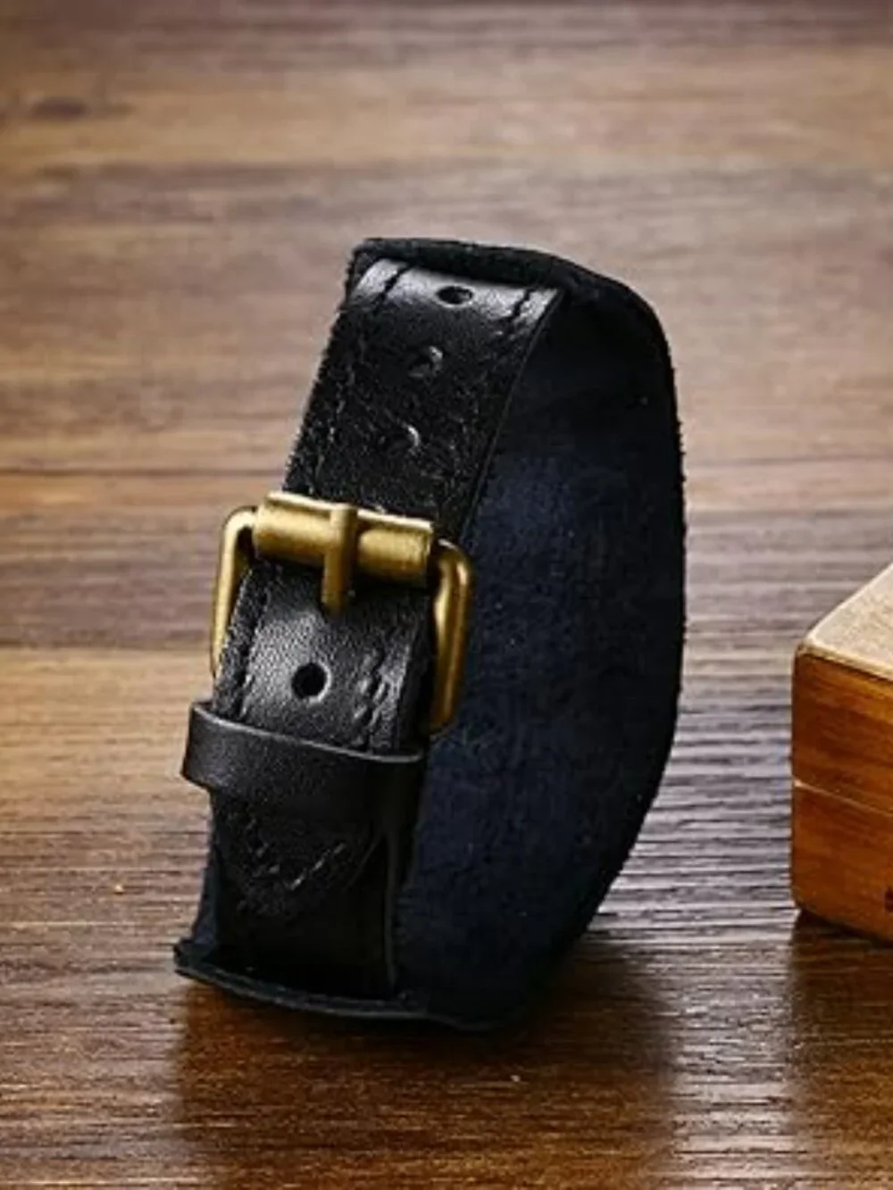 Men's Leather‎ Skull Watch Black Cuff Style Punk Goth Rock Wide Band NEW